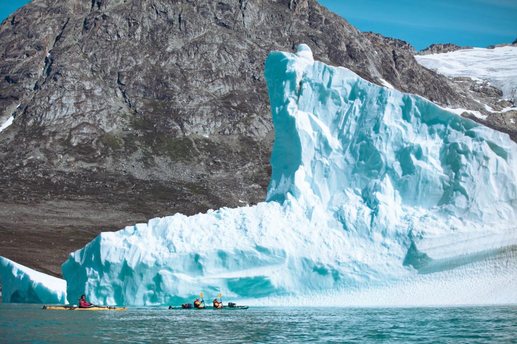 While kayaking in East Greenland we meet such frozen giants