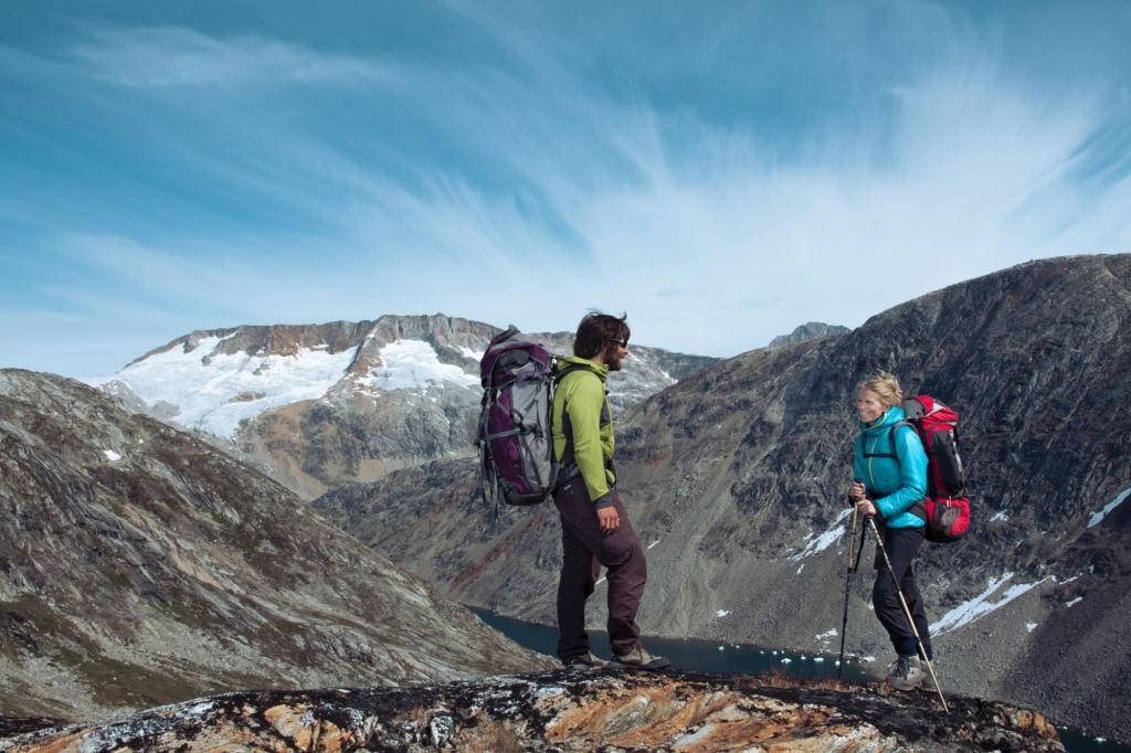Two hikers in East Greenland taking a break