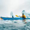 Kayaking between icebergs close to Qeqertarsuaq 
