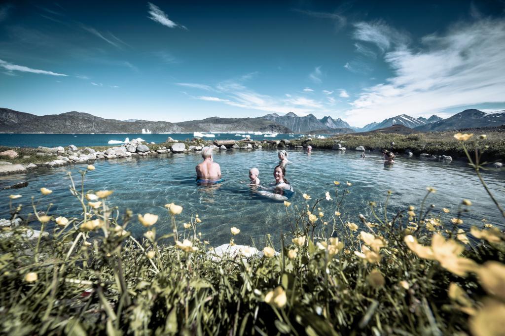 The Uunartoq hot springs in South Greenland enjoy a great view of icebergs and mountains