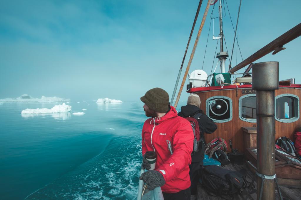 Exploring Disko Bay on an old wooden boat