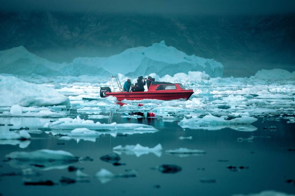 On a boat tour through the ice-filled Sermilik Fjord in East Greenland